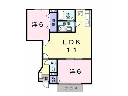 コーポシャルマンC棟(2LDK/1階)の間取り写真