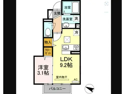 AVENUE苅田(1LDK/1階)の間取り写真