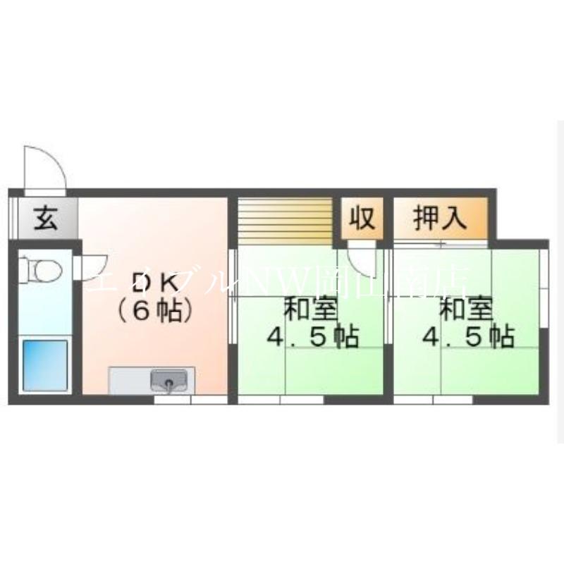 杉岡アパート(2DK/2階)の間取り写真