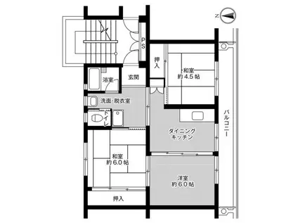 ビレッジハウス矢吹1号棟(3DK/3階)の間取り写真