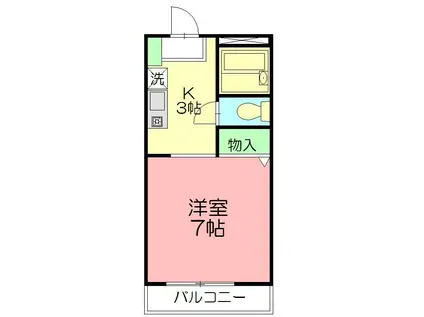 パークハイツ湘南台II(1K/3階)の間取り写真