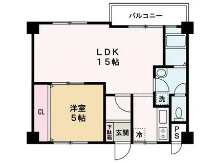 米田第一ビル(1LDK/5階)の間取り写真