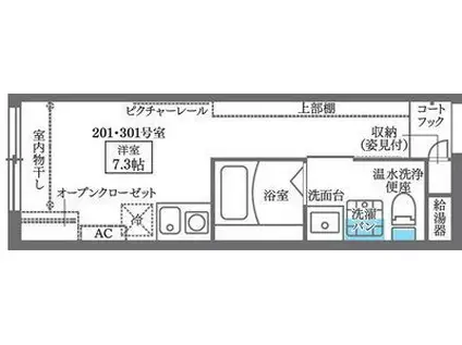 COCOCUBE東蒲田(ワンルーム/2階)の間取り写真