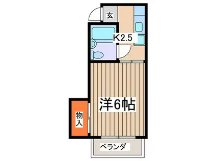 横山ハイツA棟(1K/2階)の間取り写真