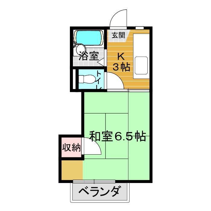 フレグランス東駅(1K/2階)の間取り写真
