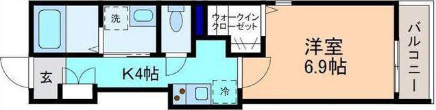 金澤ふらっとー笠市(1K/3階)の間取り写真