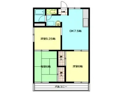 コーポ白山(3DK/2階)の間取り写真