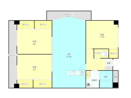 レイ・ブリック若園(3LDK/3階)の間取り写真