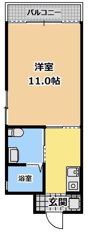 ビュー大野(1K/2階)の間取り写真