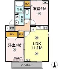 ボナール I棟(2LDK/2階)の間取り写真