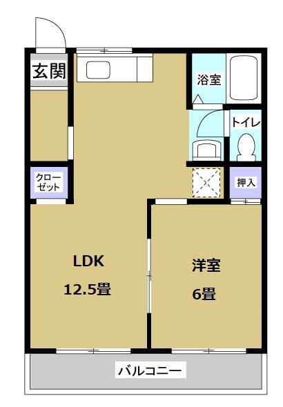 グリーンハイツC(2DK/1階)の間取り写真