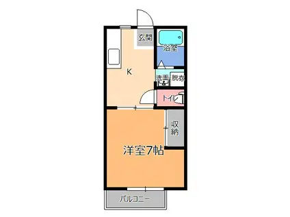 東栄ハイツ C(1K/1階)の間取り写真
