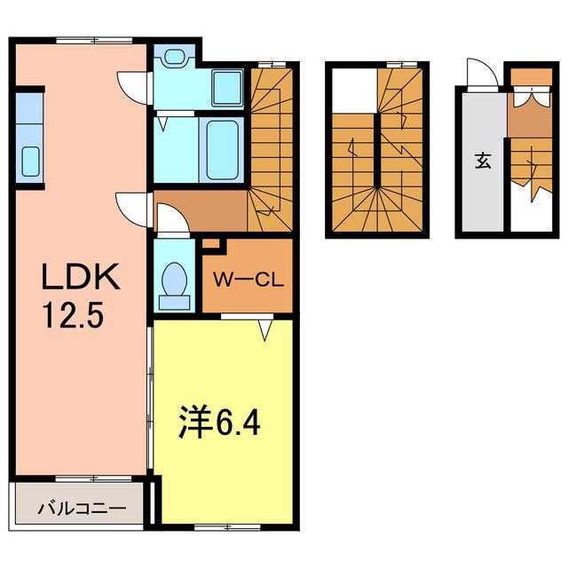ディアコートI(1LDK/3階)の間取り写真