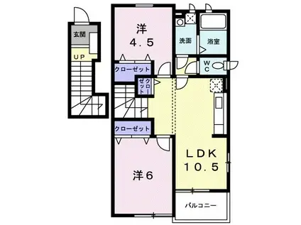 ファミールコートII A(2LDK/2階)の間取り写真