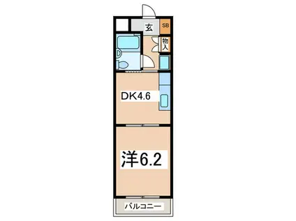 グリーンメゾン2号棟(1DK/1階)の間取り写真