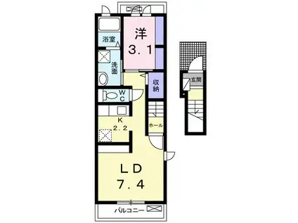 グレース・K(1LDK/2階)の間取り写真