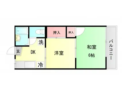 シャトルナガイI(2K/2階)の間取り写真