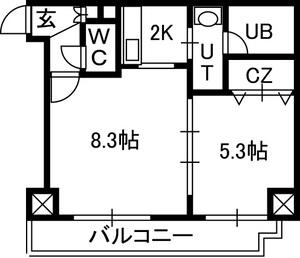 TREASURE COURTA(1LDK/9階)の間取り写真