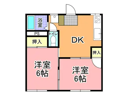 コーポグリーン B棟(2DK/1階)の間取り写真