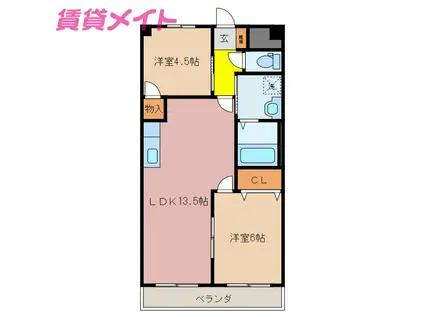 メゾン志氏野(2LDK/1階)の間取り写真