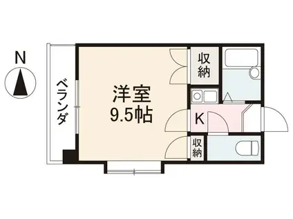 ベルシャンテ(1K/4階)の間取り写真