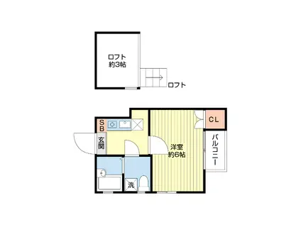 エテルナ井尻III(1K/2階)の間取り写真