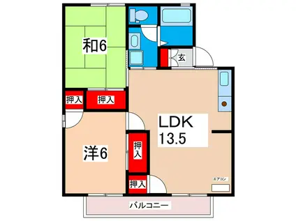 セジュールフジサクA(2LDK/1階)の間取り写真
