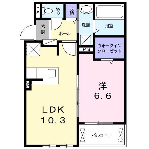 キュート ノース(1LDK/2階)の間取り写真