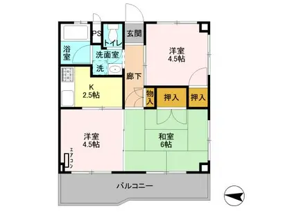 農住メゾン霞(3K/1階)の間取り写真