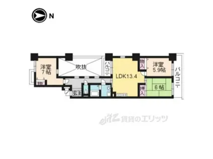 せんぼん有彩館(3LDK/6階)の間取り写真