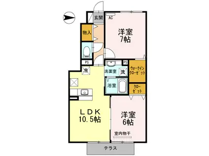 D-ROOM内原B(2LDK/1階)の間取り写真