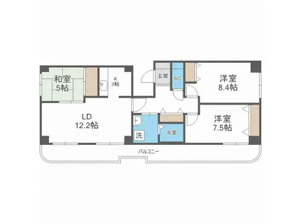 サンタの館医大前(3LDK/9階)の間取り写真