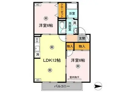 ブランシェ本生(2LDK/1階)の間取り写真