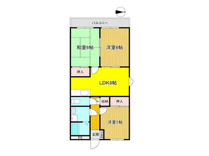 マンション名倉(3LDK/2階)の間取り写真