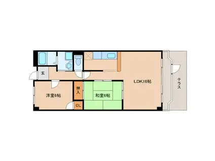 ブランデール法隆寺(2LDK/1階)の間取り写真