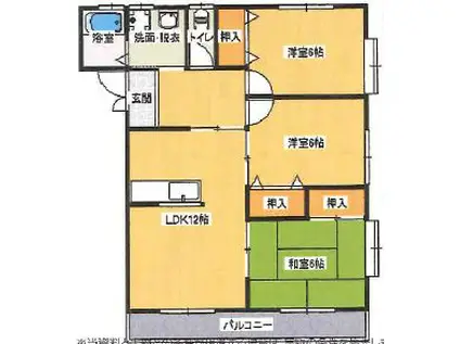 エトワール東手城(3LDK/1階)の間取り写真