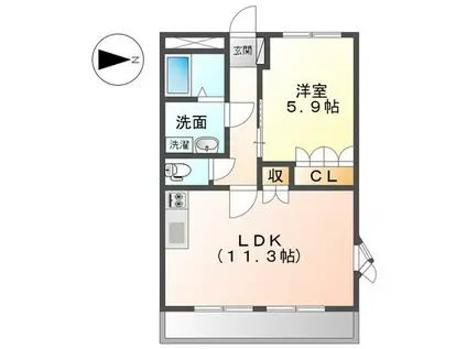 ウエストビレッジ434(1LDK/3階)の間取り写真