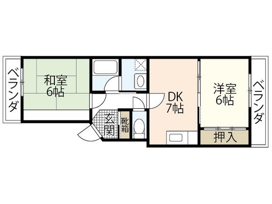 メゾン山嘉(2DK/2階)の間取り写真