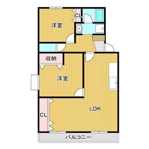 ベルシャトーまき(2LDK/3階)の間取り写真