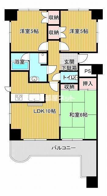 ベルメール香西(3LDK/4階)の間取り写真