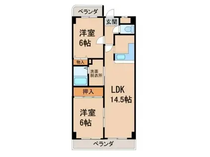 アメニティ黒田(2LDK/2階)の間取り写真