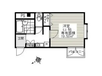 ソル・レヴェンテ(1K/3階)の間取り写真