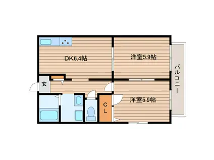 フレグランス和(2DK/1階)の間取り写真