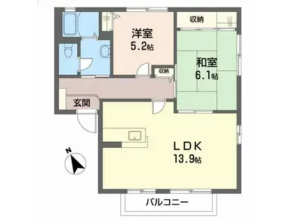 ヴィラ・クラシオンA(2LDK/1階)の間取り写真