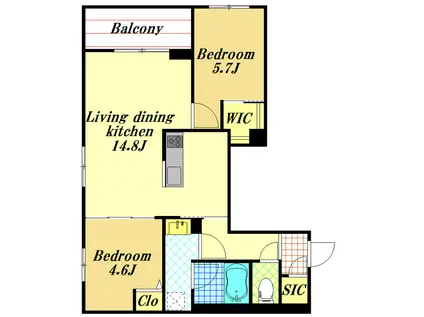 アイル ルイーズ(2LDK/4階)の間取り写真