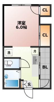平野楽器ビル(1K/4階)の間取り写真