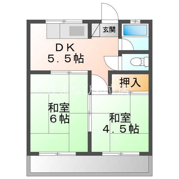 コーポ本郷(2DK/2階)の間取り写真