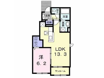 グラン・レジデンス(1LDK/1階)の間取り写真