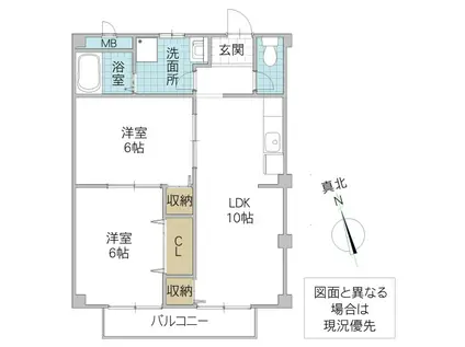 パルネット内藤A(2LDK/2階)の間取り写真