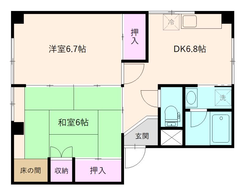 旭マンション(2DK/3階)の間取り写真